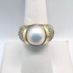 David Yurman Capri Ring With Pearl Gold And Diamonds